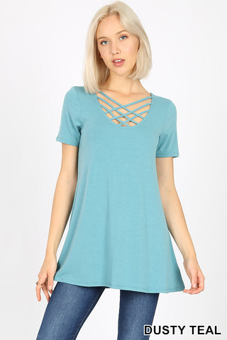 4899 1/4S Triple Lattice TOP in DUSTY TEAL