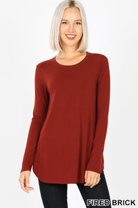 5841 4/4S Round Neck & Hem TOP in FIRED BRICK