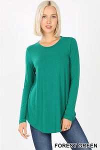 5842 4/4S Round Neck & Hem TOP in FOREST GREEN