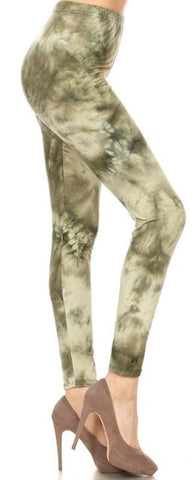 765 Green Marble Tie Dye LEGGINGS & CAPRI