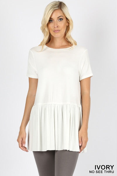 395 1/4S Ruffle Bottom TOP in IVORY