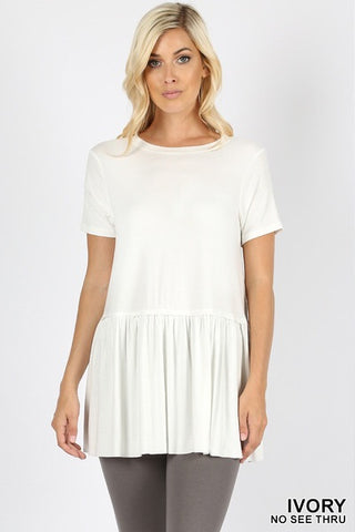 395 1/4S Ruffle Bottom TOP in IVORY
