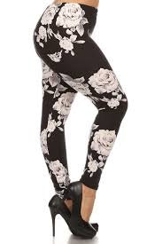 155 Large Floral on Black LEGGINGS