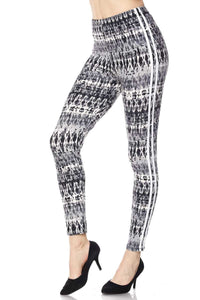 140 Black and White Ribbon Tie Dye LEGGINGS JV1-Q13B G