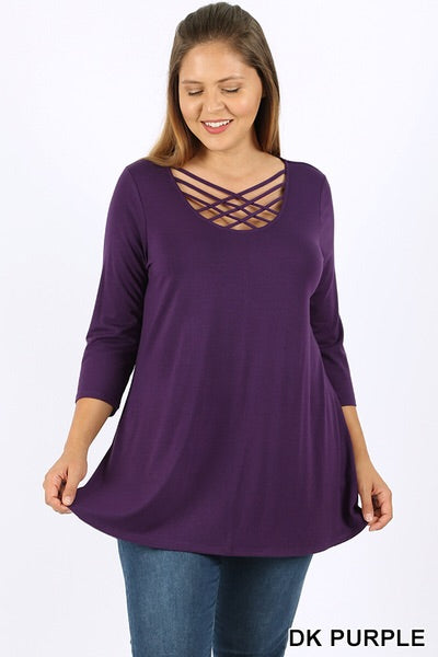 563 3/4S Triple Lattice TOP in DK PURPLE