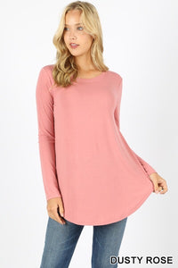 5203 4/4S Round Neck & Hem TOP in DUSTY ROSE