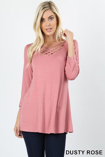 551 3/4S Triple Lattice TOP in DUSTY ROSE