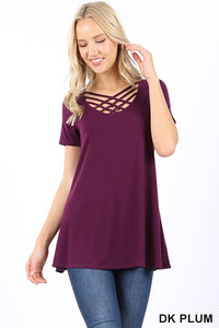 340 1/4S Triple Lattice TOP in DK PLUM