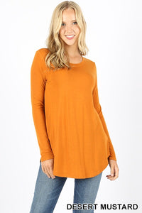 5209 4/4S Round Neck & Hem TOP in DESERT MUSTARD