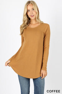 5210 4/4S Round Neck & Hem TOP in COFFEE