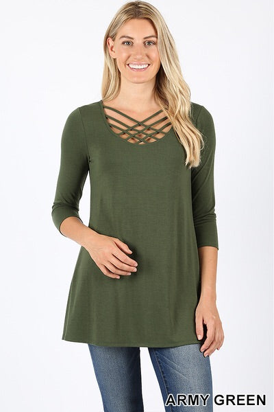 566 3/4S Triple Lattice TOP in ARMY GREEN