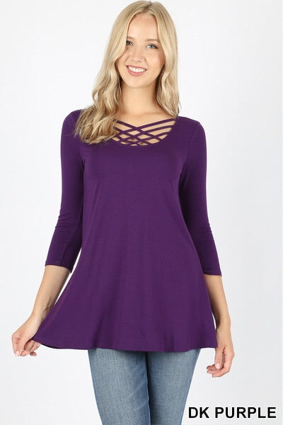 563 3/4S Triple Lattice TOP in DK PURPLE