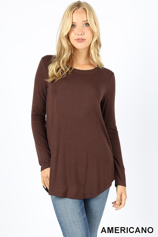 5202 4/4S Round Neck & Hem TOP in AMERICANO
