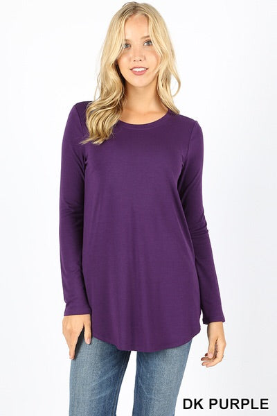 5206 4/4S Round Neck & Hem TOP in DK PURPLE