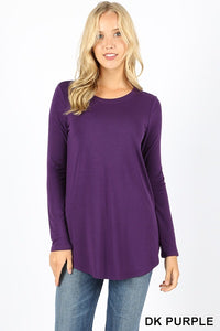 5206 4/4S Round Neck & Hem TOP in DK PURPLE