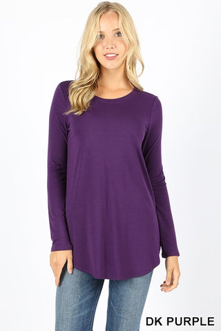 5206 4/4S Round Neck & Hem TOP in DK PURPLE