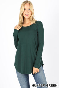 5211 4/4S Round Neck & Hem TOP in HUNTER GREEN