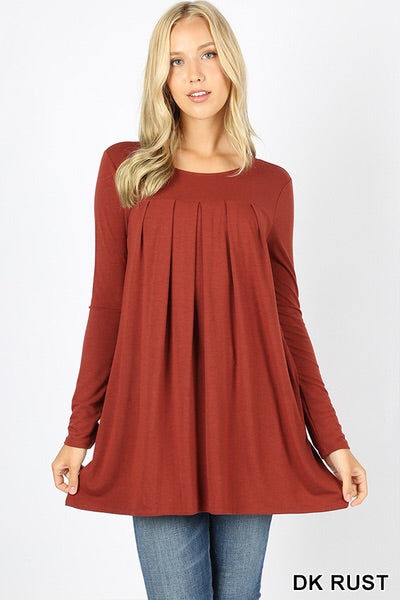 5275 4/4S R Neck Pleated TOP in DK RUST