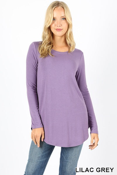 5212 4/4S Round Neck & Hem TOP in LILAC GREY