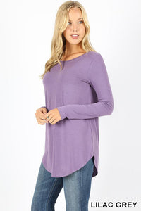 5212 4/4S Round Neck & Hem TOP in LILAC GREY JV-KO