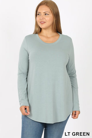 5728 4/4S Round Neck & Hem TOP in LT GREEN JV-K23C