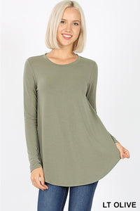 5741 4/4S Round Neck & Hem TOP in LT OLIVE JV-K42T