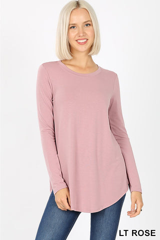 5729 4/4S Round Neck & Hem TOP in LT ROSE JV-AA8B