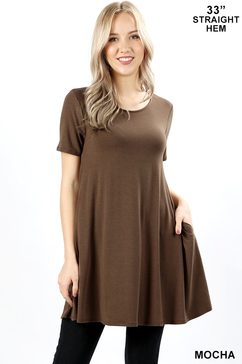 4889 1/4S LL Flared TOP w PKTS in MOCHA