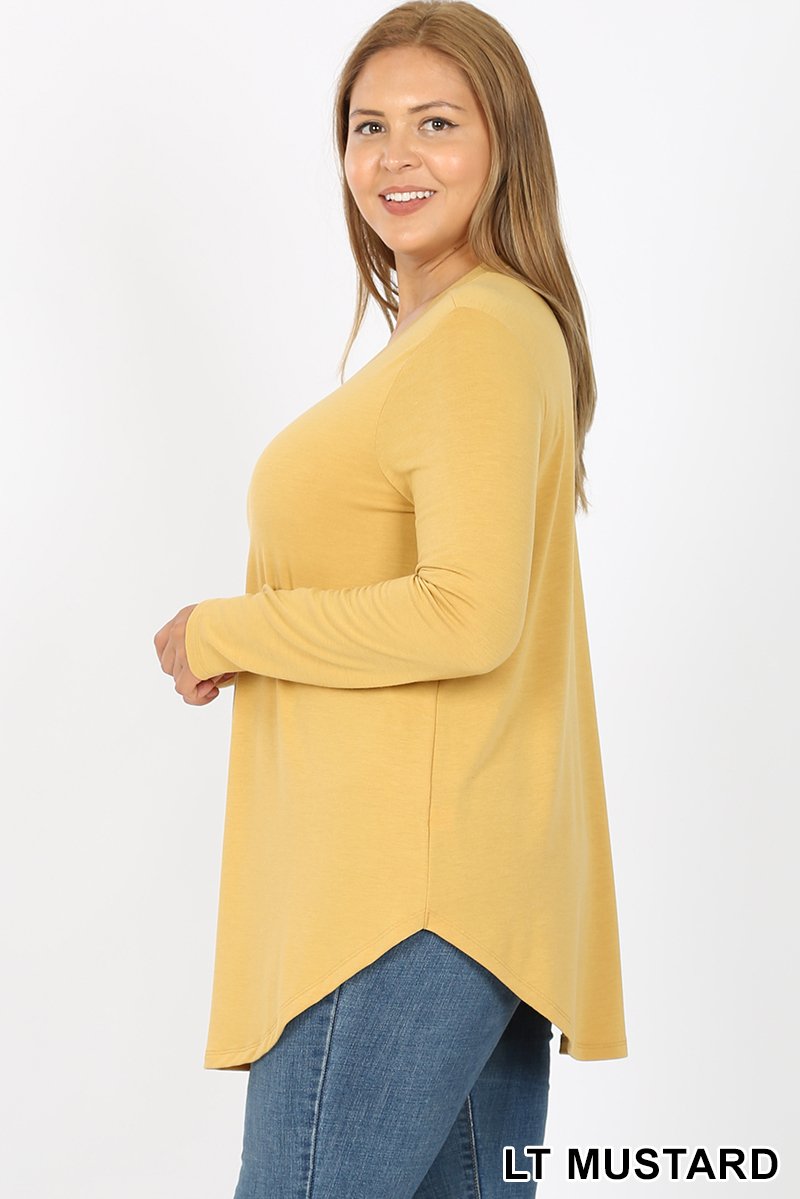 5726 4/4S Round Neck & Hem TOP in LT MUSTARD JV-KO