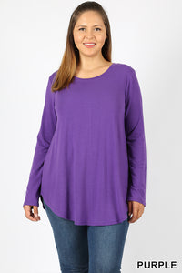 5694 4/4S Round Neck & Hem TOP in PURPLE