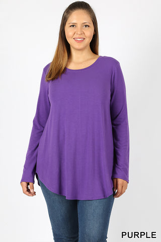 5694 4/4S Round Neck & Hem TOP in PURPLE
