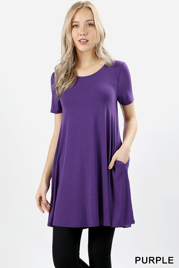 4851 1/4S LL Flared TOP w PKTS in PURPLE