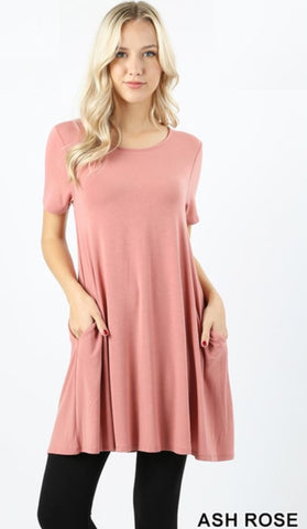 4614 1/4S LL Flared TOP w PKTS in ASH ROSE