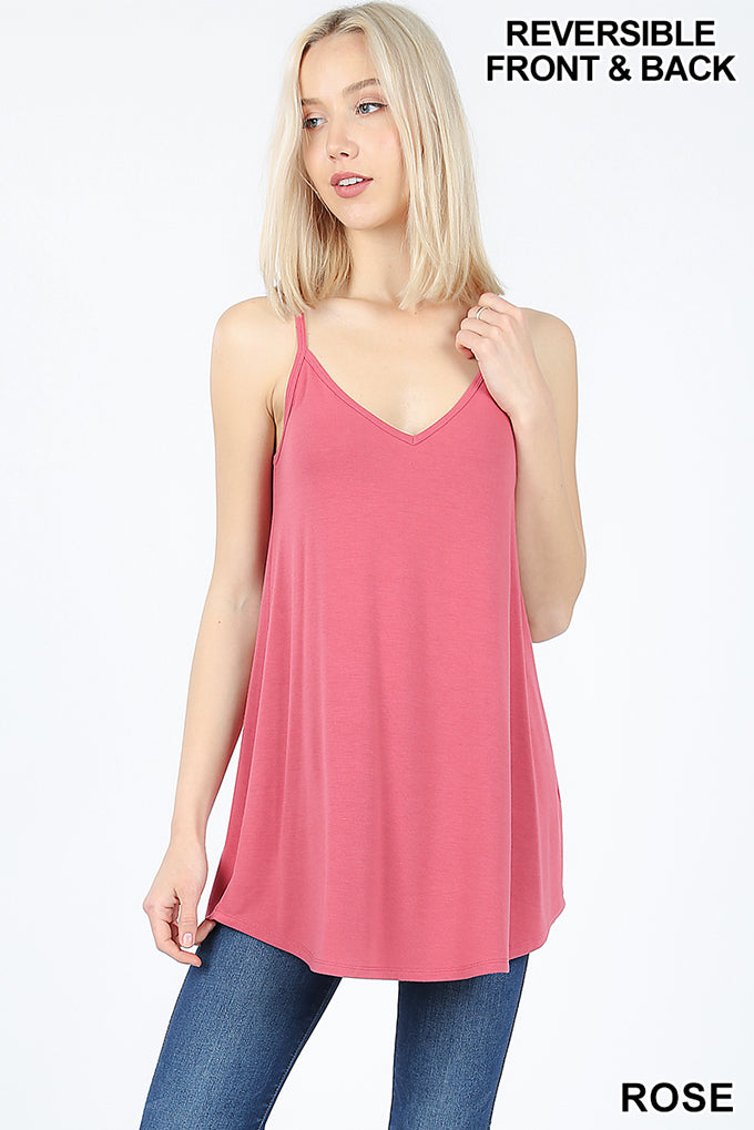 4699 0/0S V & Scoop Neck Reversible CAMI in DESERT ROSE