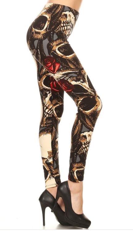 916 Skull and Rose LEGGINGS