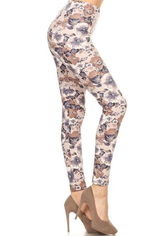 912 Smoky Mocha Floral LEGGINGS