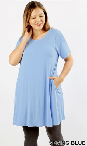 4606 1/4S LL Flared TOP w PKTS in SPRING BLUE