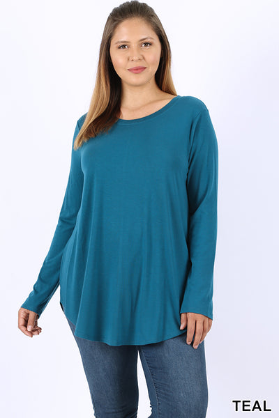 5697 4/4S Round Neck & Hem TOP in TEAL