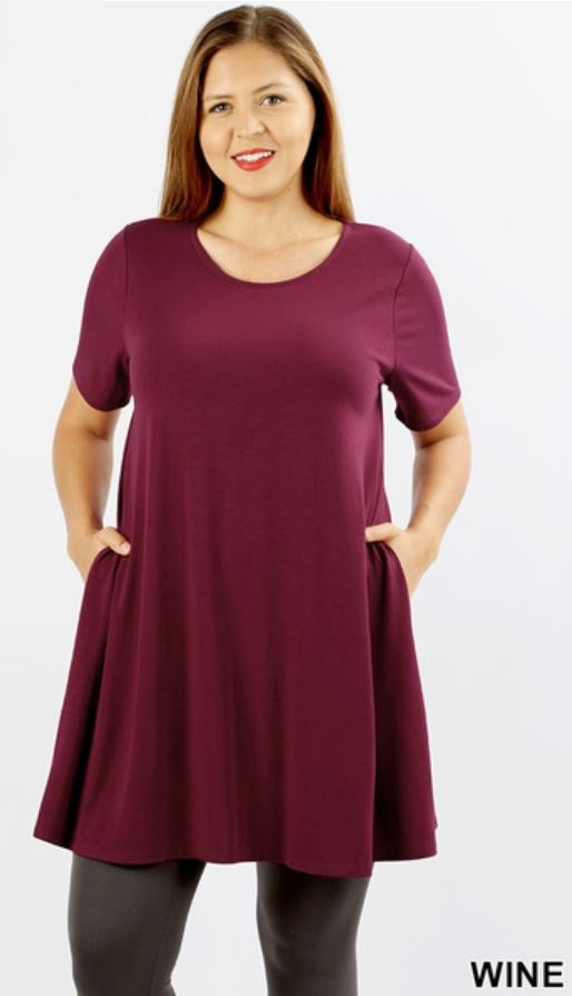 4612 1/4S LL Flared TOP w PKTS in WINE